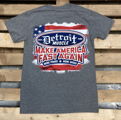 Detroit Muscle Make America Fast Again T-Shirt Grey