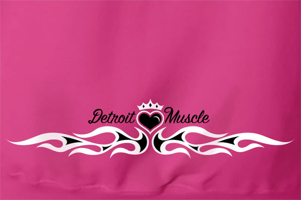 Women's Pink Hoodie, Logo Front Flames Back