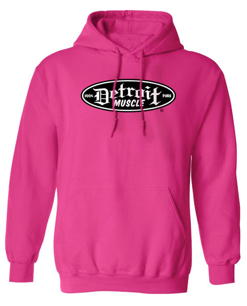 Women's Pink Hoodie, Logo Front Flames Back