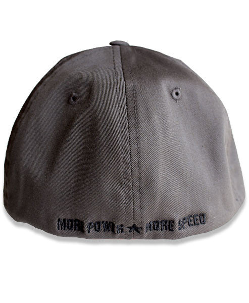 Detroit Muscle Flex Fit Hat, Charcoal Grey with Black Puff Logo