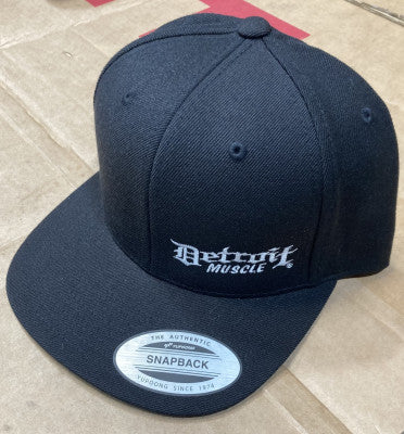 Detroit Muscle, Snap Back, Flat Brim, Black with Small White Logo