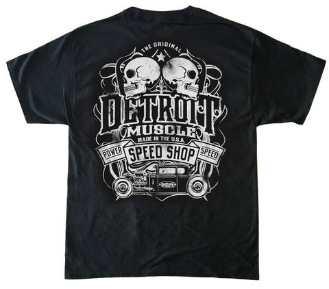 Detroit Muscle 2 Skulls T, Black