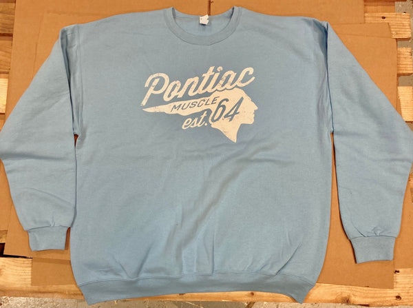 Pontiac Muscle Crewneck Sweatshirt, Light Blue