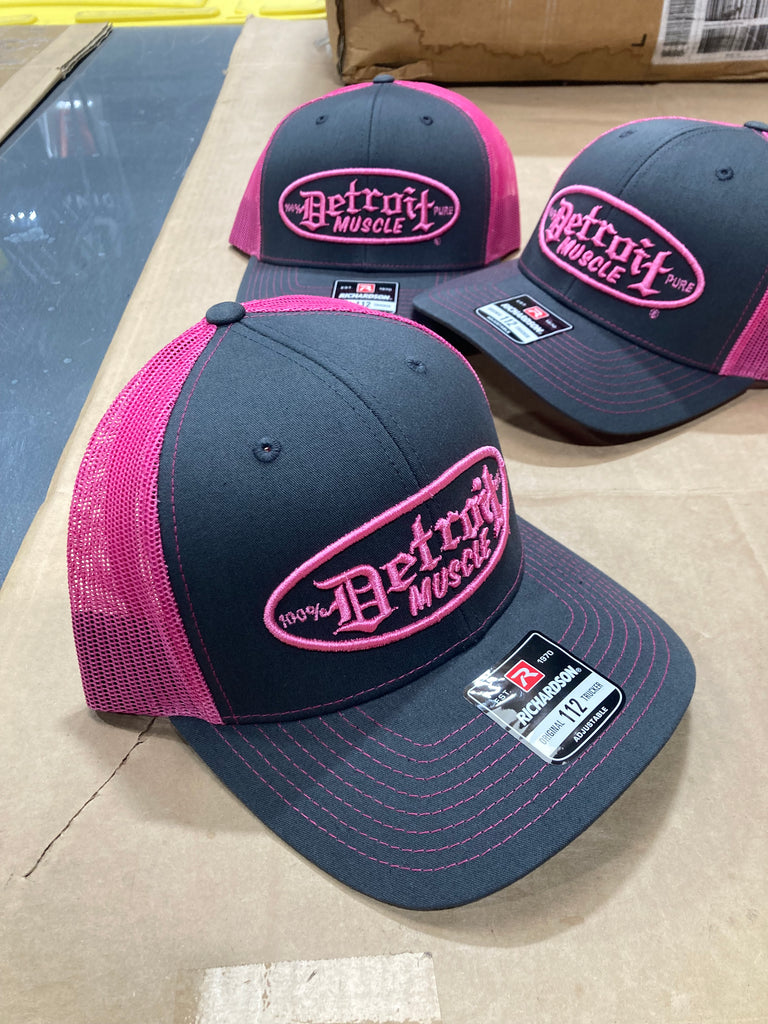 Detroit Muscle Snap-Back Pink and Grey Trucker Hat
