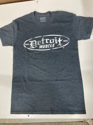 Detroit Muscle Skull and Flags T-Shirt Charcolal Grey