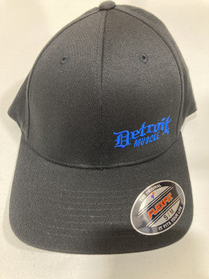 Detroit Muscle Flex Fit Hat Black with Blue Logo