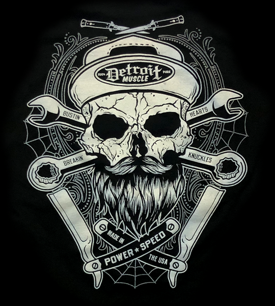 Detroit Muscle, Skull, Beard and Blades, Tee