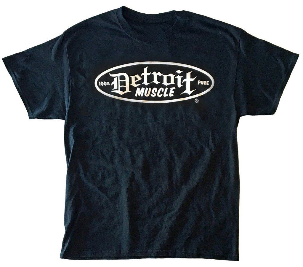 Detroit Muscle Logo Front, Speedshop Shield Logo, Blue, Back