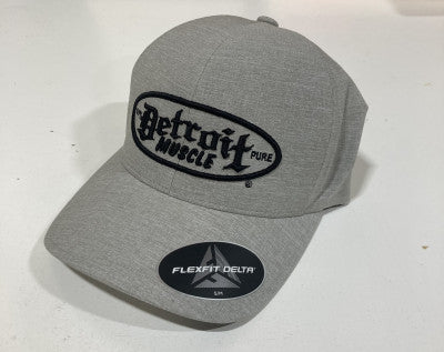 Detroit Muscle Flex Fit Hat Steel Grey with Black Puff Logo