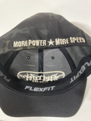 Detroit Muscle Flex Fit Hat Black-Ops Camo with White Puff Logo