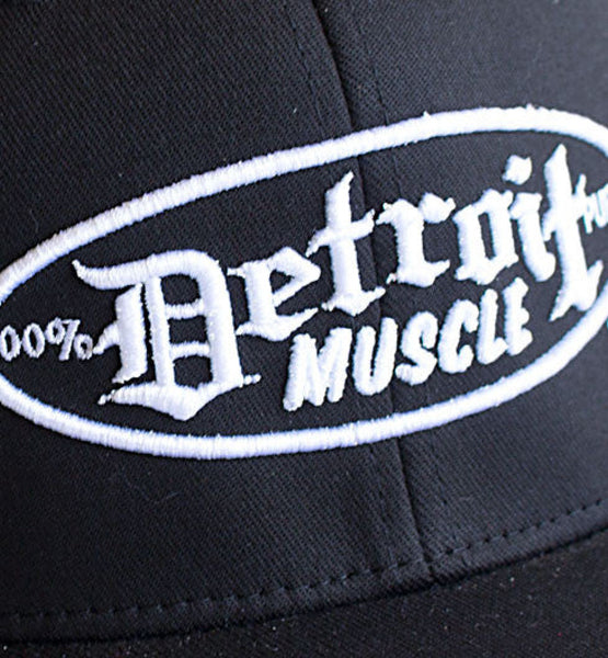 Detroit Muscle Flex Fit Hat, Black with White Puff Logo