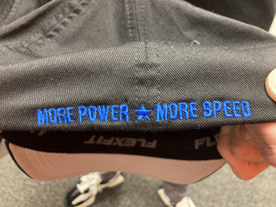 Detroit Muscle Flex Fit Hat Black with Blue Puff Logo