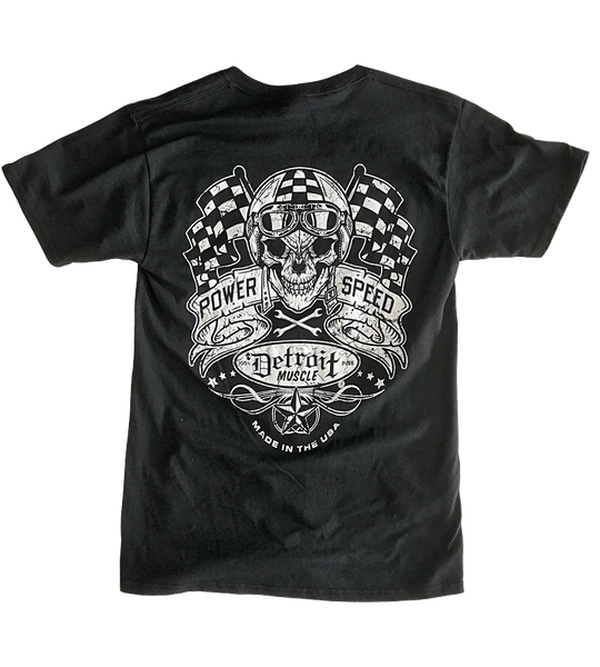 Detroit Muscle Skull and Flags Tee, Black