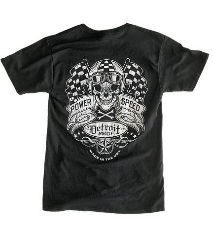 Detroit Muscle Skull and Flags Tee, Black
